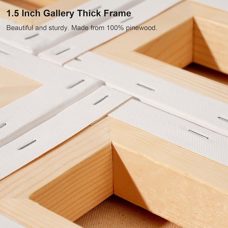 AUREUO 5x5 Inch Gallery Wrapped Canvas - 1.5 Inch Depth 4 Pack - 10 Oz Triple Gesso Primed 100% Cotton Square White Artist Canvases for Acrylic & Oil Paints - Image 4
